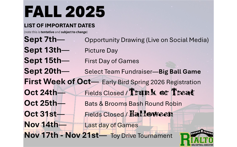 Fall 2025 - Important Dates
