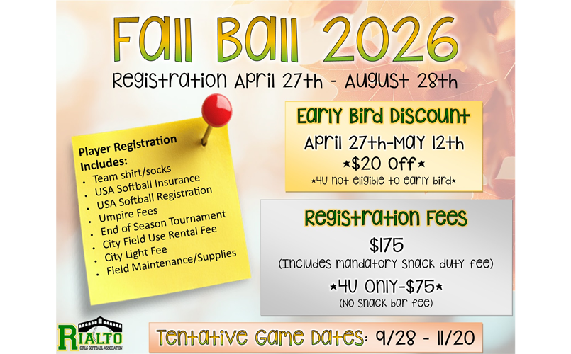 Fall 2026 Registration OPEN